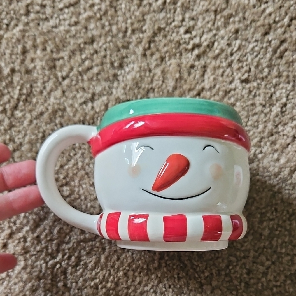 Festive Snowman Mug - Red, Green, and White